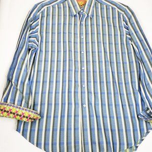 Robert Graham Mens Large Blue Vertical Stripe Shir